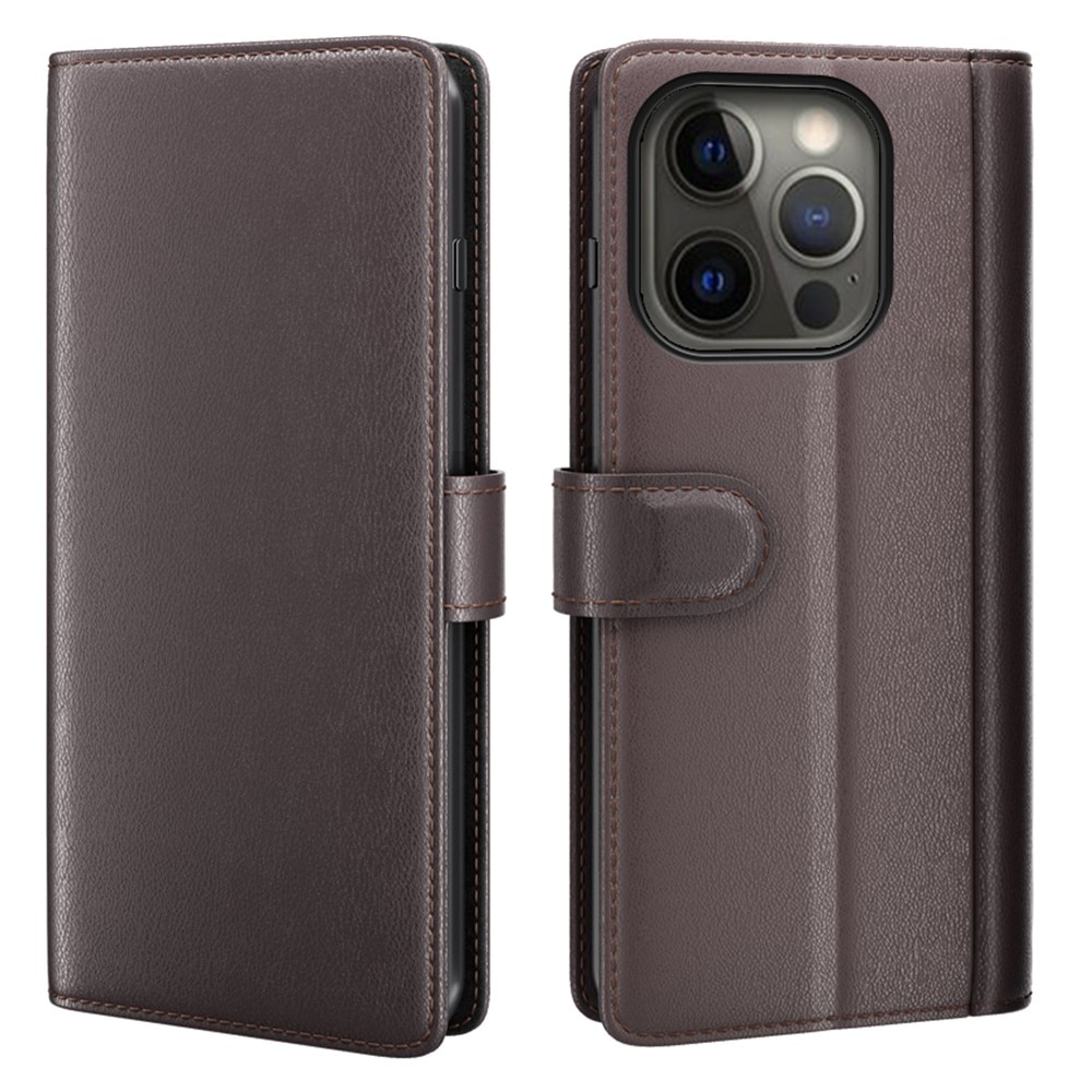 iPhone 13 Pro Max Genuine Leather Wallet Case Brown