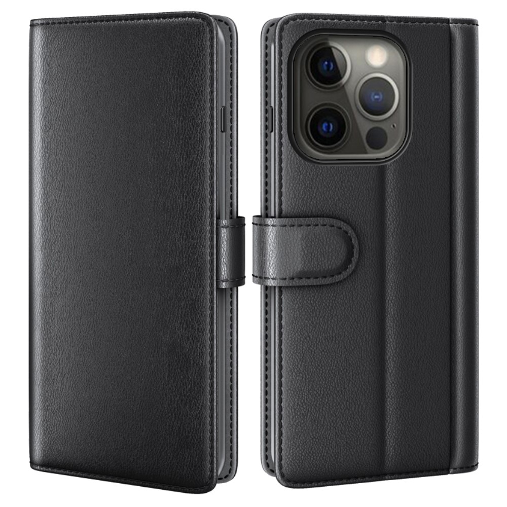 iPhone 13 Pro Genuine Leather Wallet Case Black