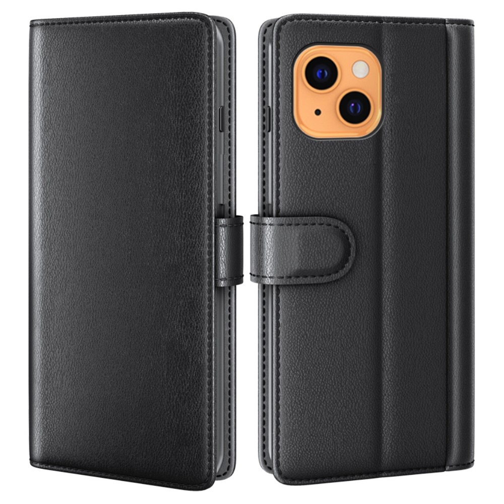 iPhone 13 Genuine Leather Wallet Case Black