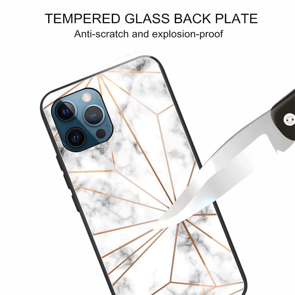 iPhone 13 Pro Tempered Glass Case Gold Marble