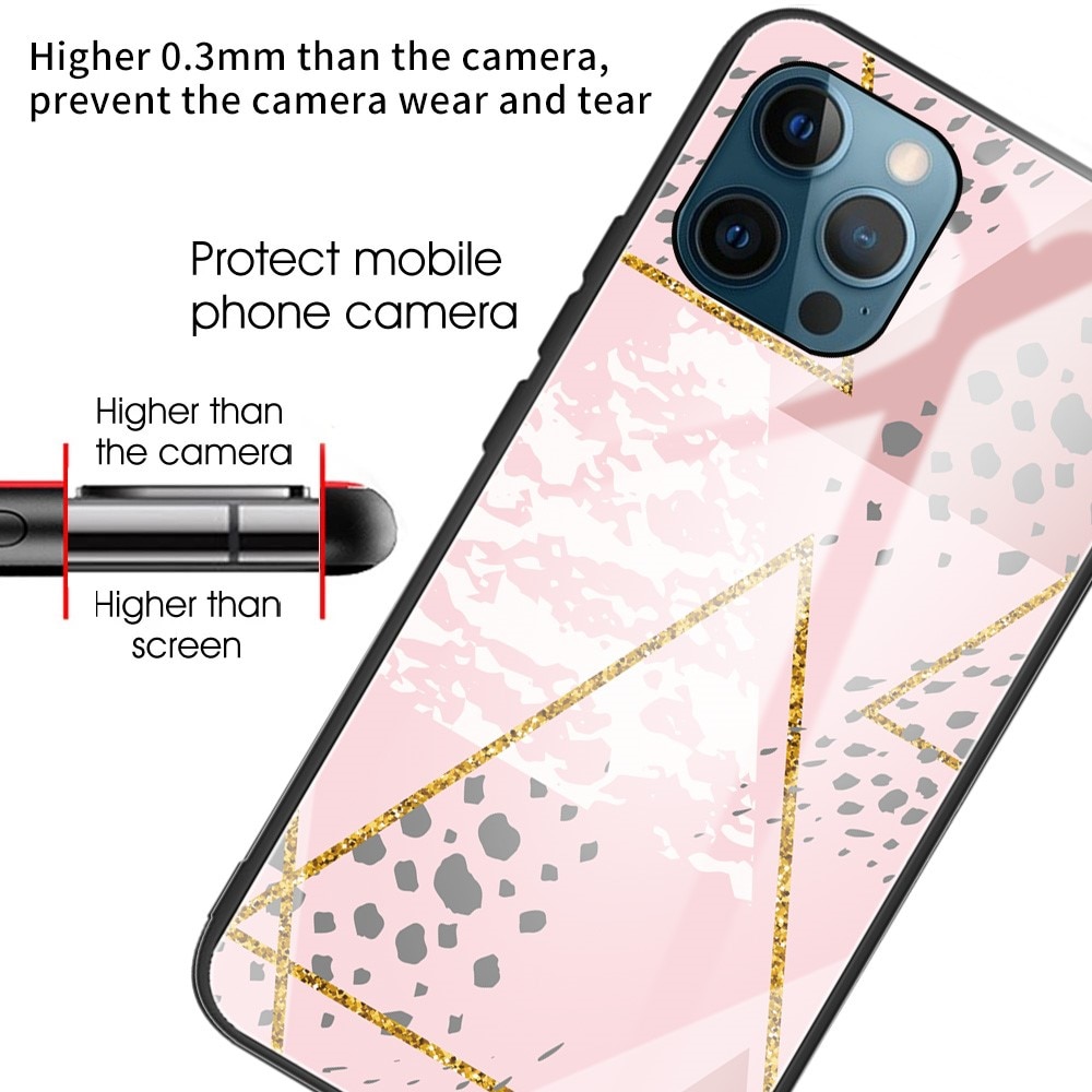 iPhone 13 Pro Tempered Glass Case Pink Leopard