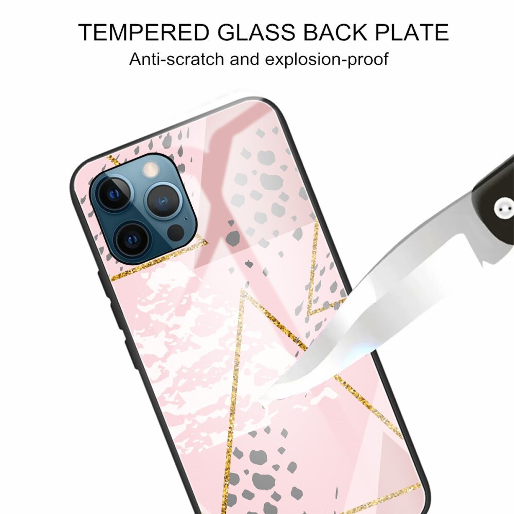 iPhone 13 Pro Tempered Glass Case Pink Leopard