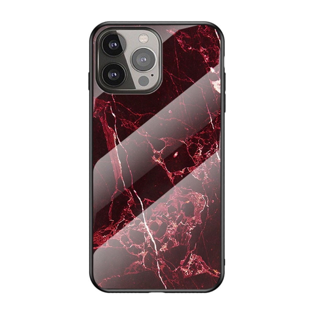iPhone 13 Pro Tempered Glass Case Red Marble