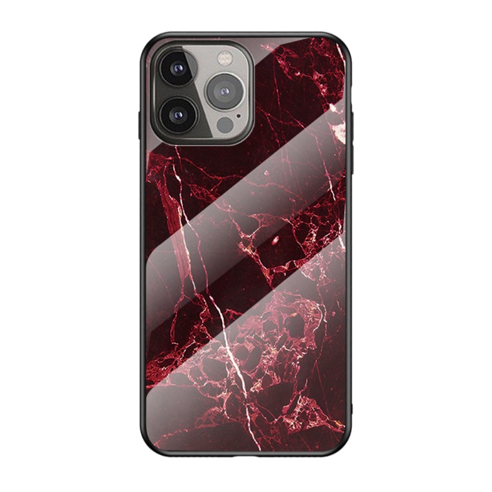 iPhone 13 Pro Max Tempered Glass Case Red Marble