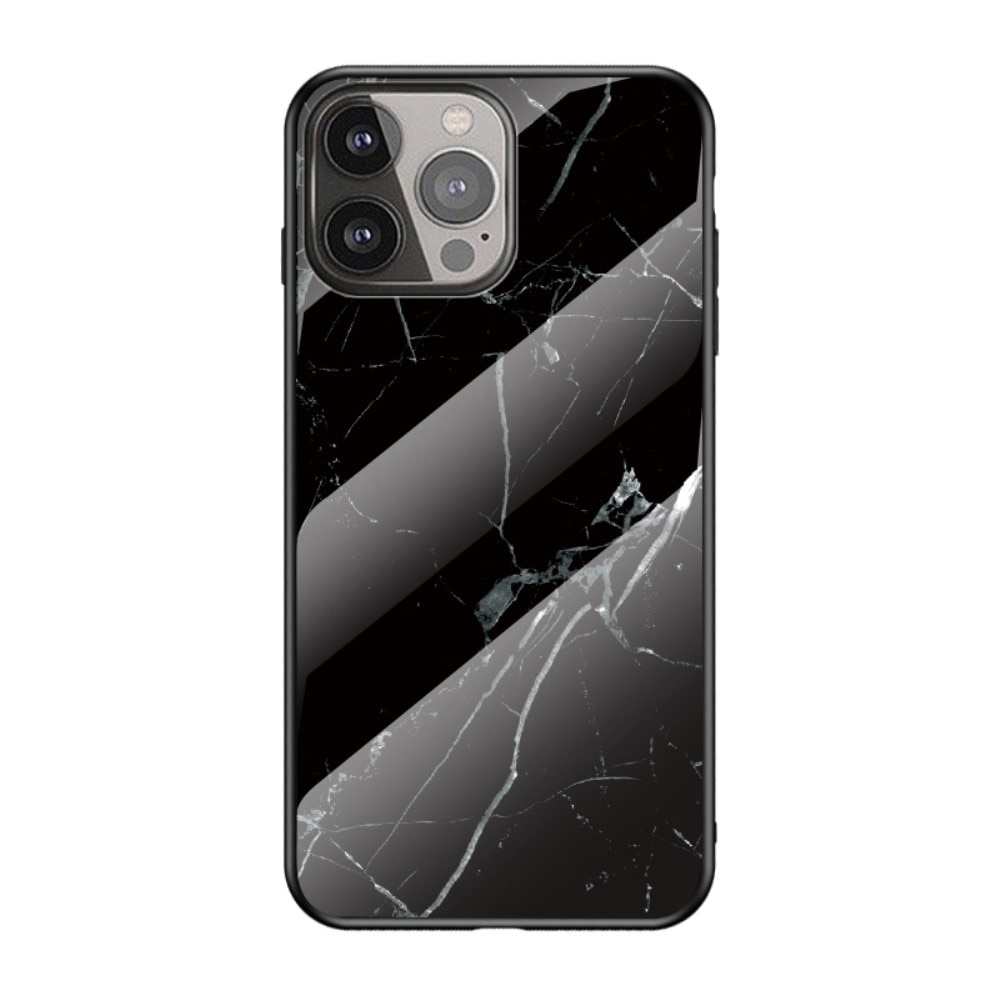 iPhone 13 Pro Max Tempered Glass Case Black Marble