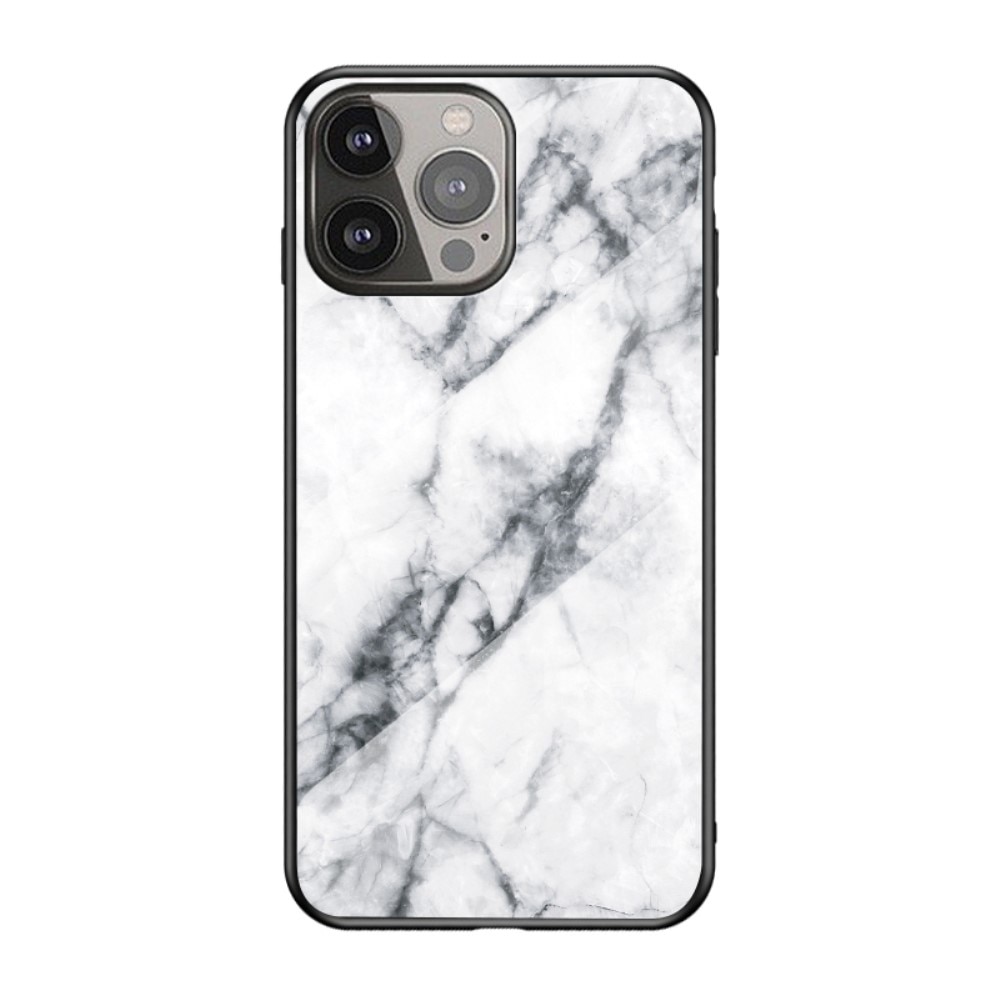 iPhone 13 Pro Max Tempered Glass Case White Marble