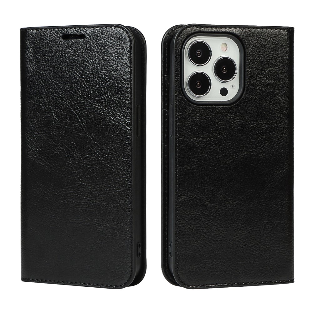 iPhone 12/12 Pro Genuine Leather Wallet Case Black