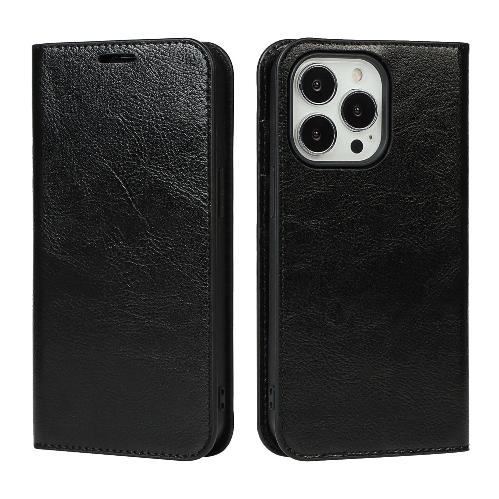 iPhone 13 Pro Genuine Leather Wallet Case Black