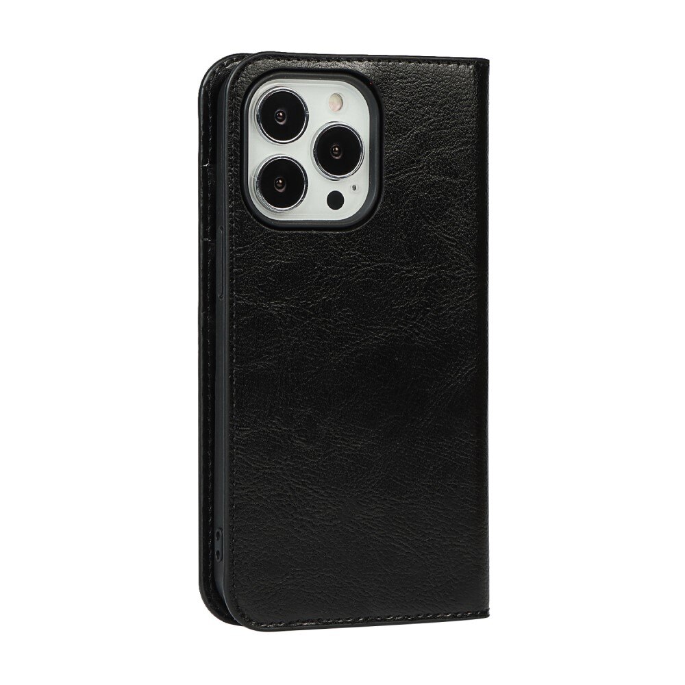 iPhone 12/12 Pro Genuine Leather Wallet Case Black