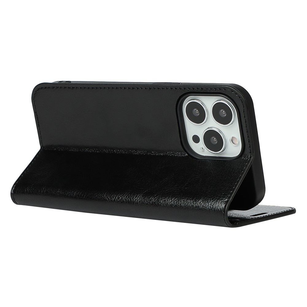 iPhone 13 Pro Genuine Leather Wallet Case Black