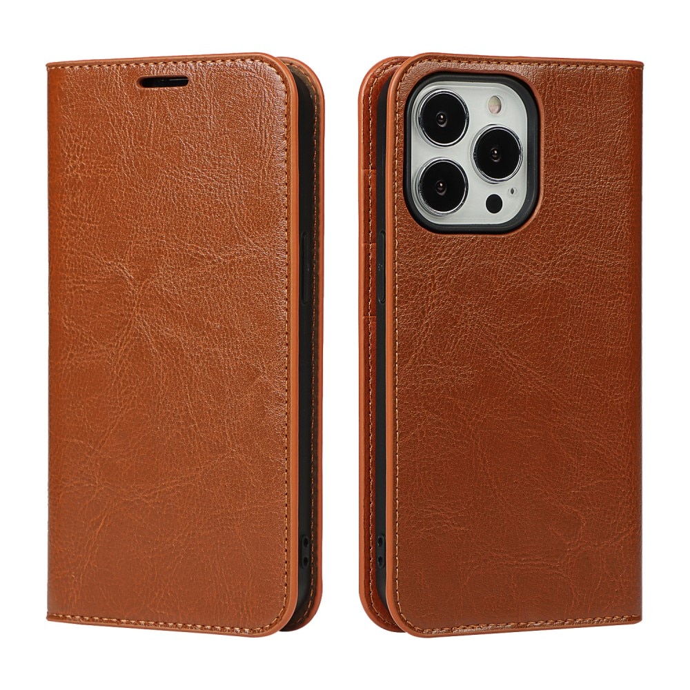 iPhone 12/12 Pro Genuine Leather Wallet Case Brown