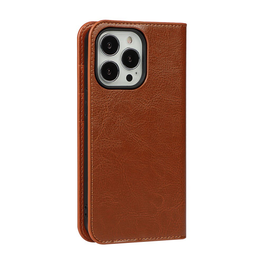 iPhone 12/12 Pro Genuine Leather Wallet Case Brown