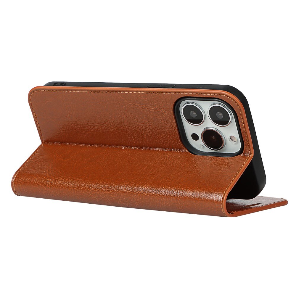 iPhone 12/12 Pro Genuine Leather Wallet Case Brown