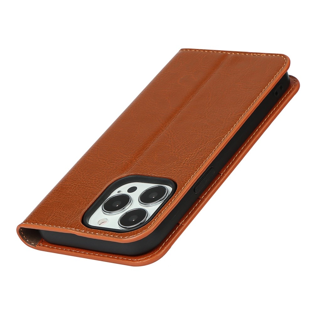 iPhone 12/12 Pro Genuine Leather Wallet Case Brown