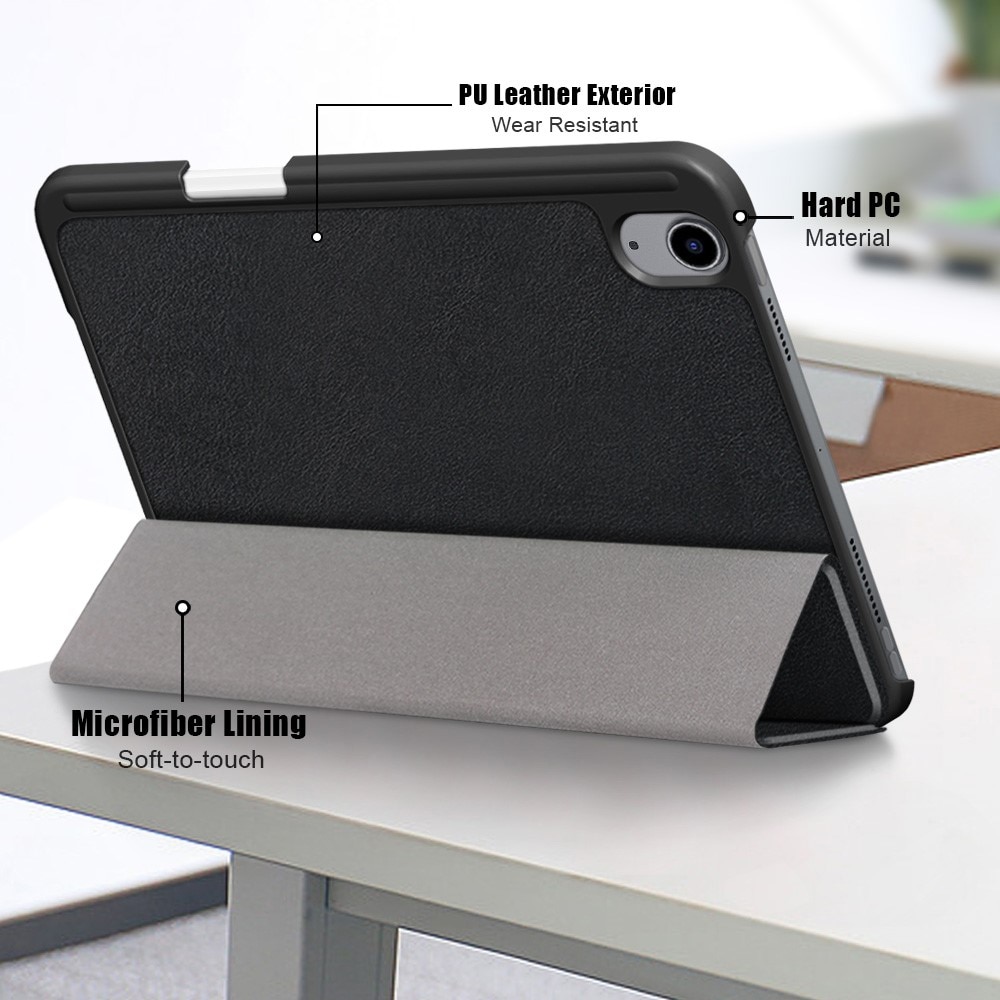 iPad Mini 6th Gen (2021) Tri-Fold Cover w. Pen-holder Black