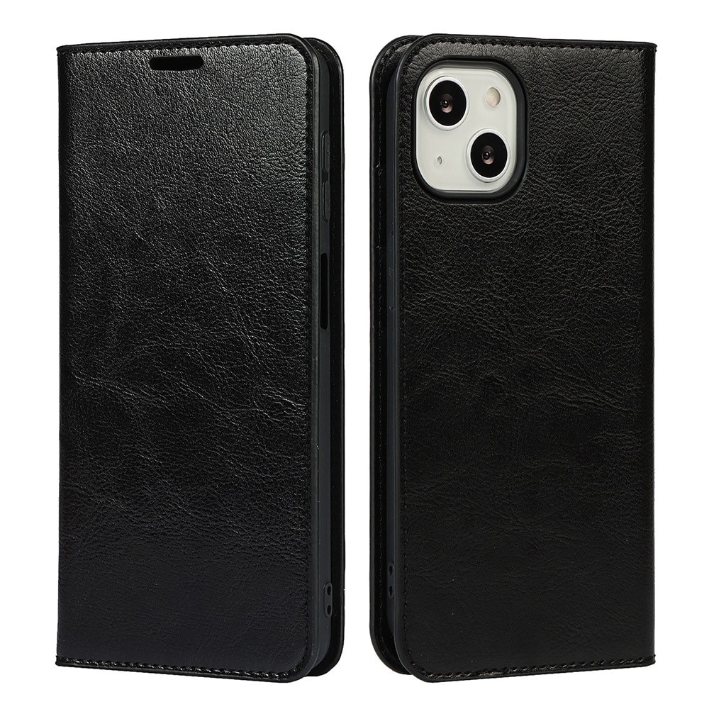 iPhone 13 Genuine Leather Wallet Case Black