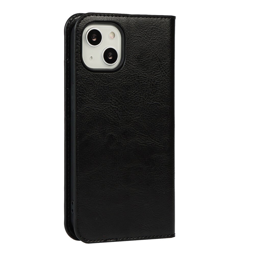 iPhone 13 Genuine Leather Wallet Case Black