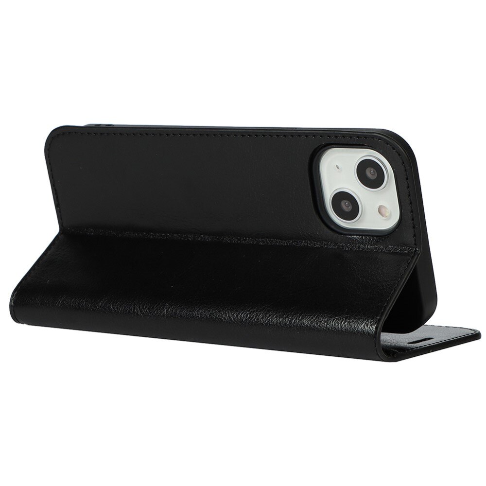 iPhone 13 Genuine Leather Wallet Case Black