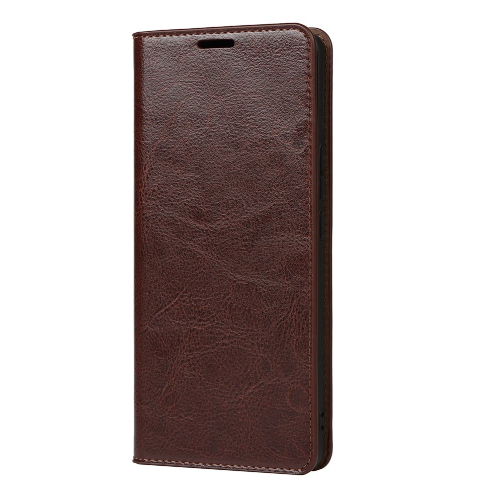 iPhone 13 Genuine Leather Wallet Case Dark Brown