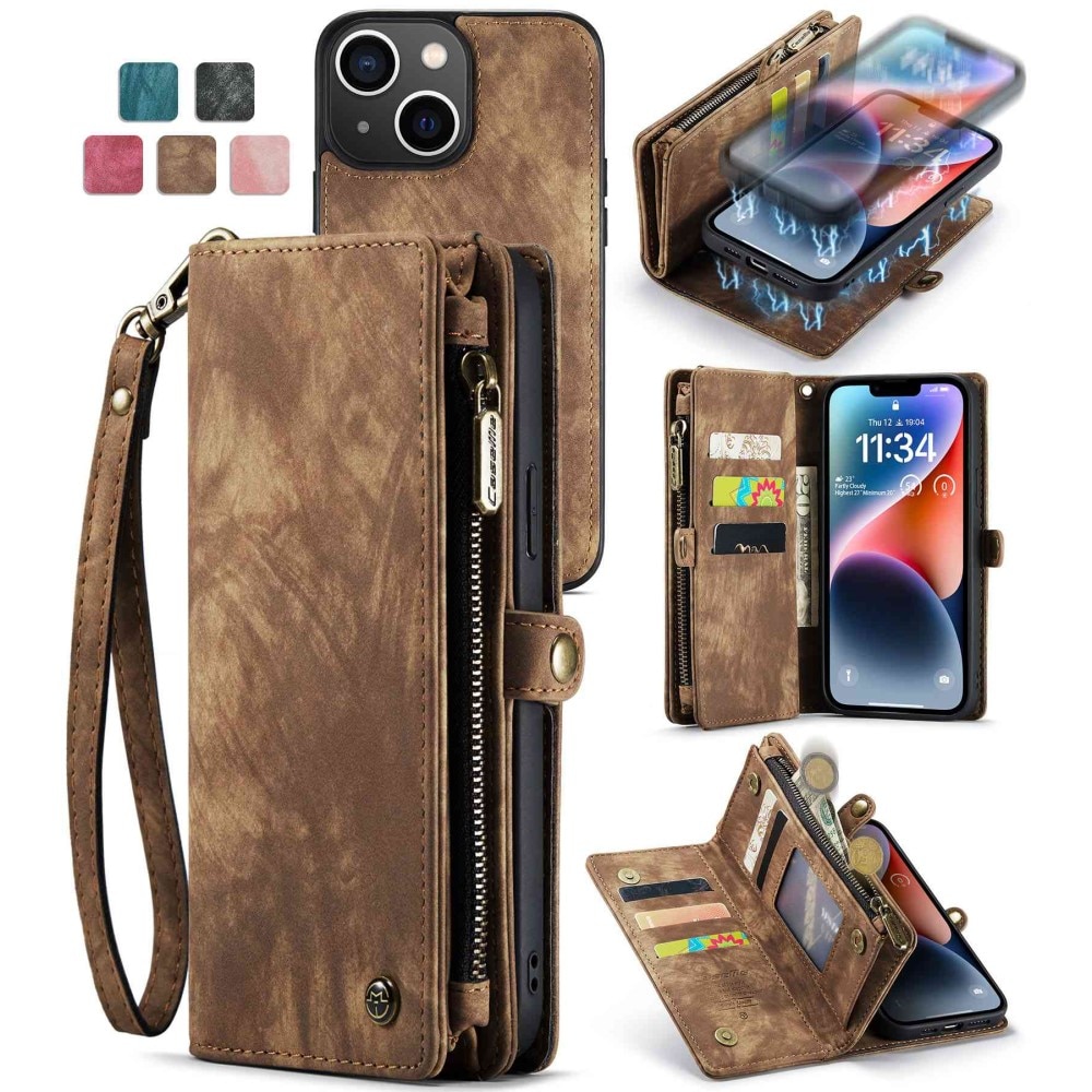 iPhone 13 Mini Multi-slot Wallet Case Brown