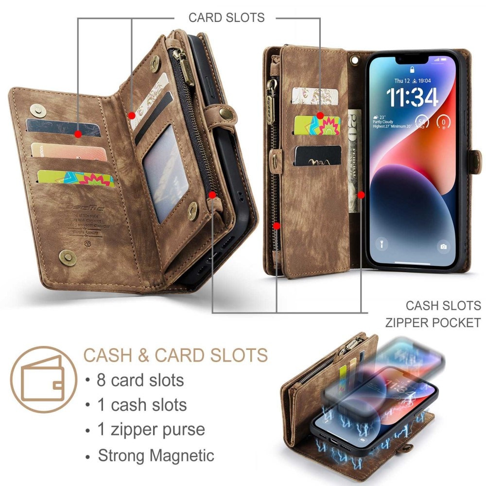 iPhone 13 Mini Multi-slot Wallet Case Brown