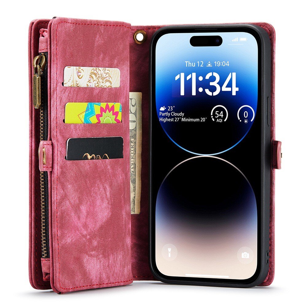 iPhone 13 Pro Max Multi-slot Wallet Case Red