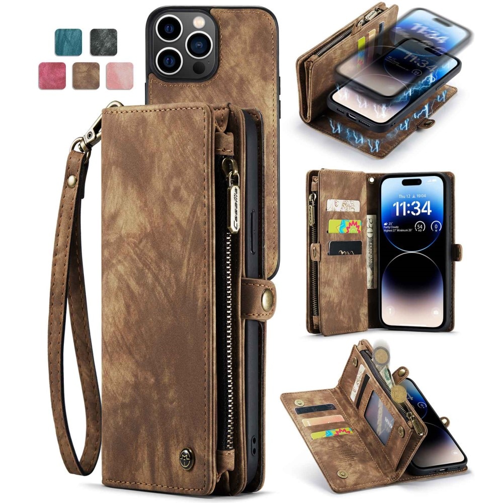 iPhone 13 Pro Max Multi-slot Wallet Case Brown