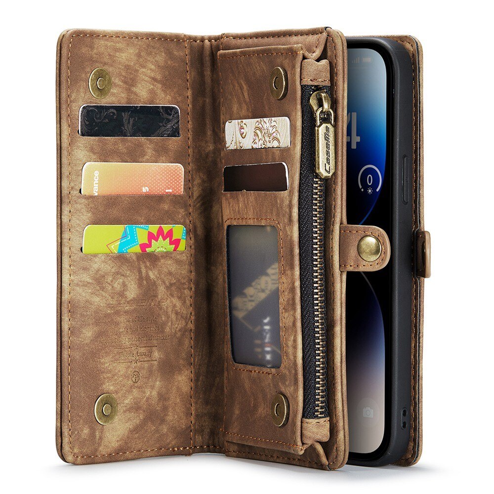 iPhone 13 Pro Max Multi-slot Wallet Case Brown