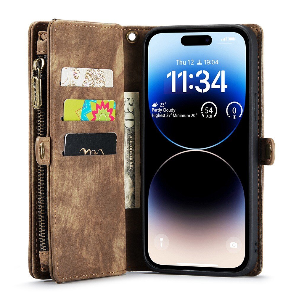 iPhone 13 Pro Max Multi-slot Wallet Case Brown