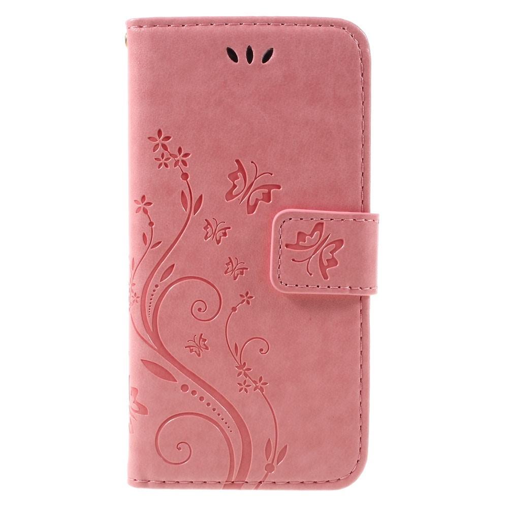 iPhone 7/8/SE Leather Cover Imprinted Butterflies Pink