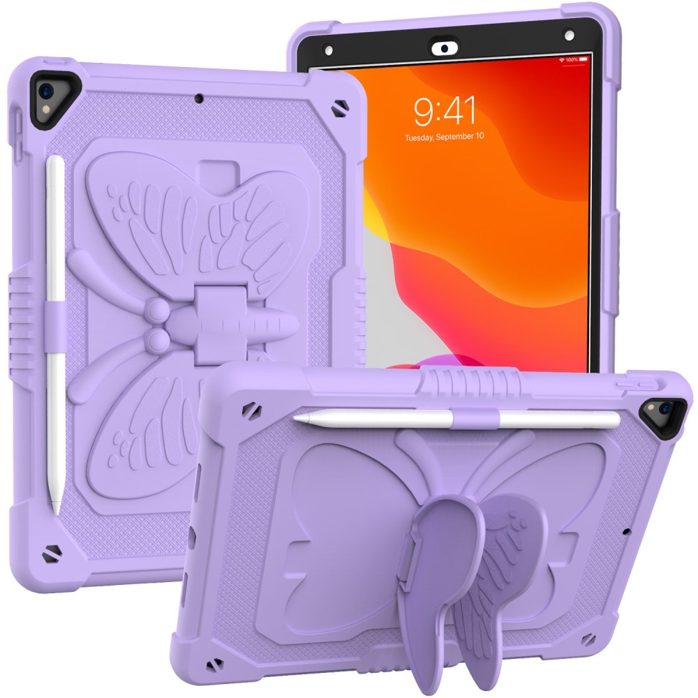 iPad 10.2 7th Gen (2019) Butterfly Hybrid Case w. Shoulder Strap Purple