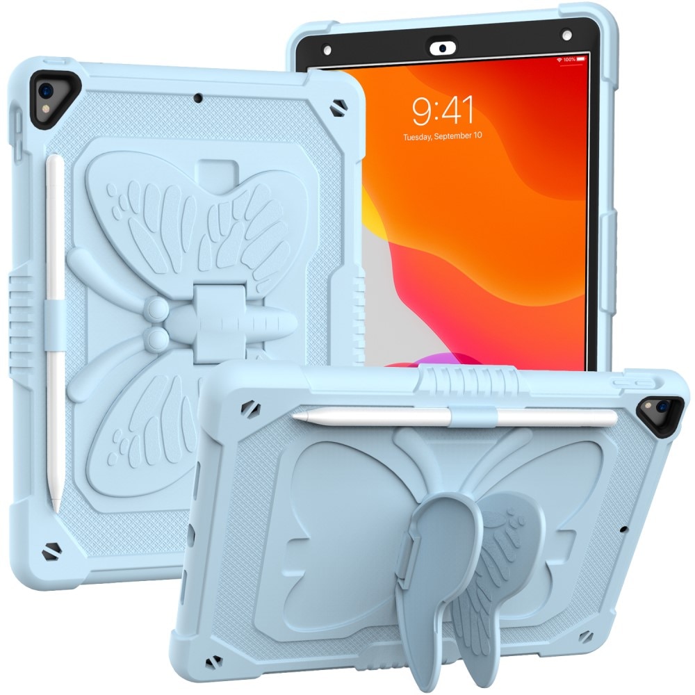 iPad 10.2 7th Gen (2019) Butterfly Hybrid Case w. Shoulder Strap Blue