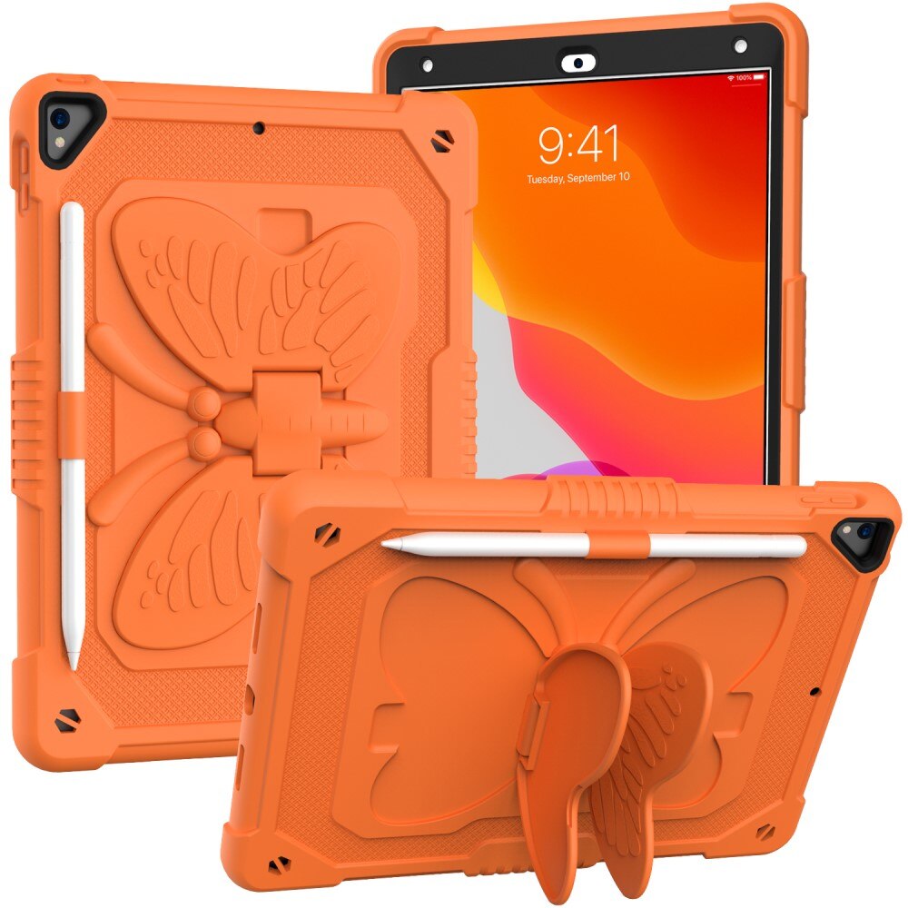 iPad 10.2 9th Gen (2021) Butterfly Hybrid Case w. Shoulder Strap Orange