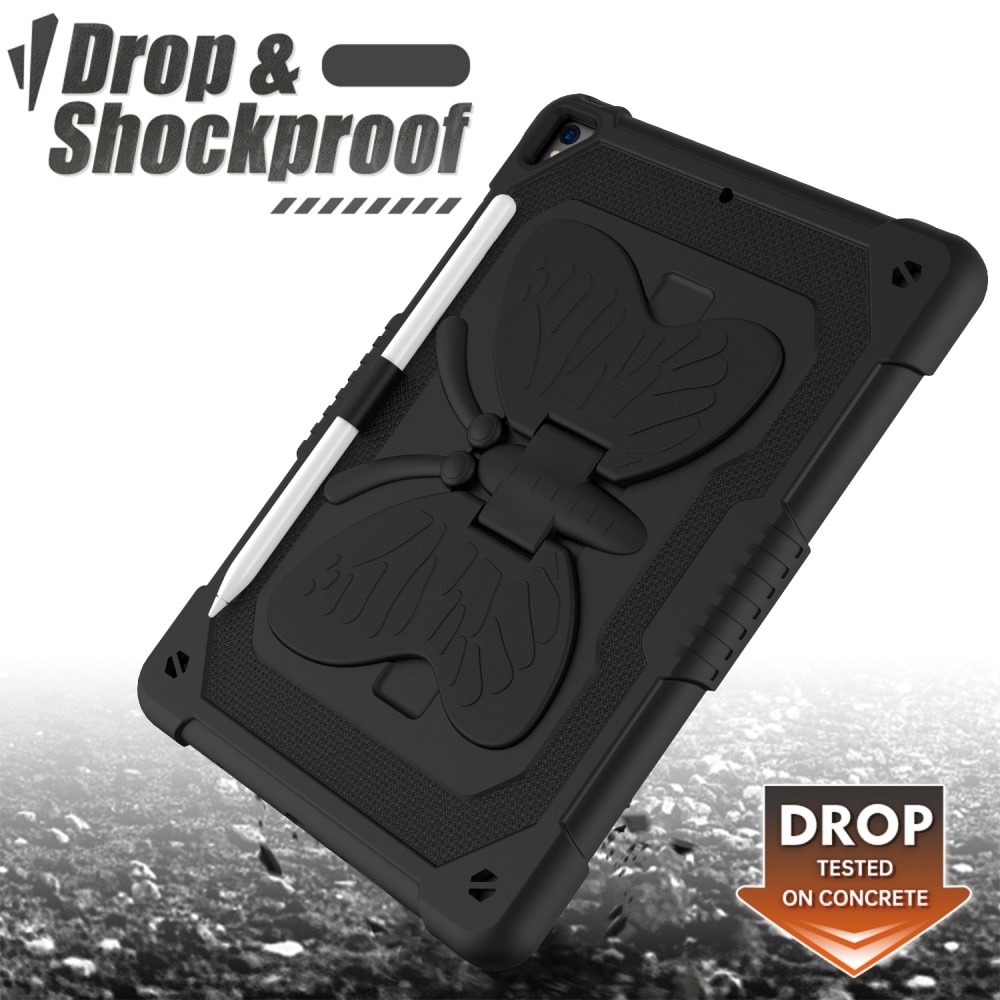 iPad 10.2 7th Gen (2019) Butterfly Hybrid Case w. Shoulder Strap Black