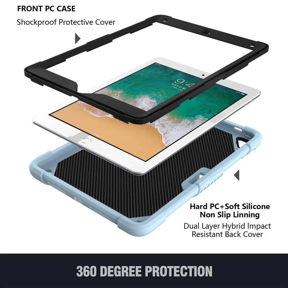 iPad Air 2 9.7 (2014) Butterfly Hybrid Case w. Shoulder Strap Blue