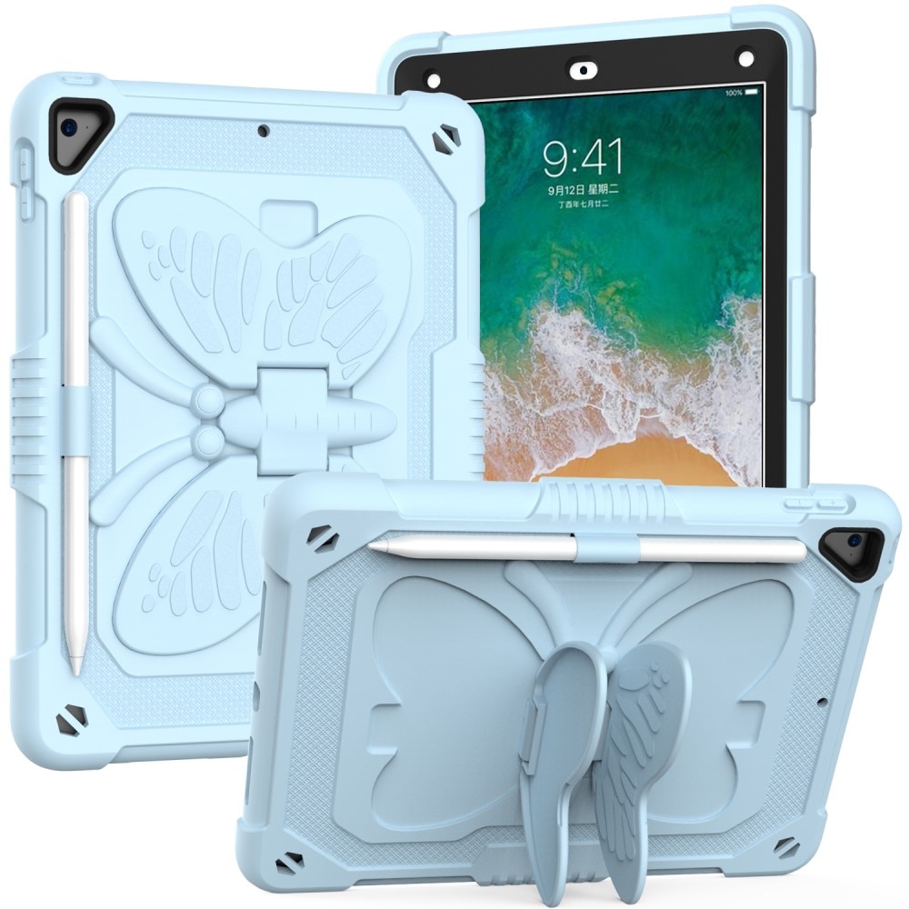 iPad 9.7 6th Gen (2018) Butterfly Hybrid Case w. Shoulder Strap Blue