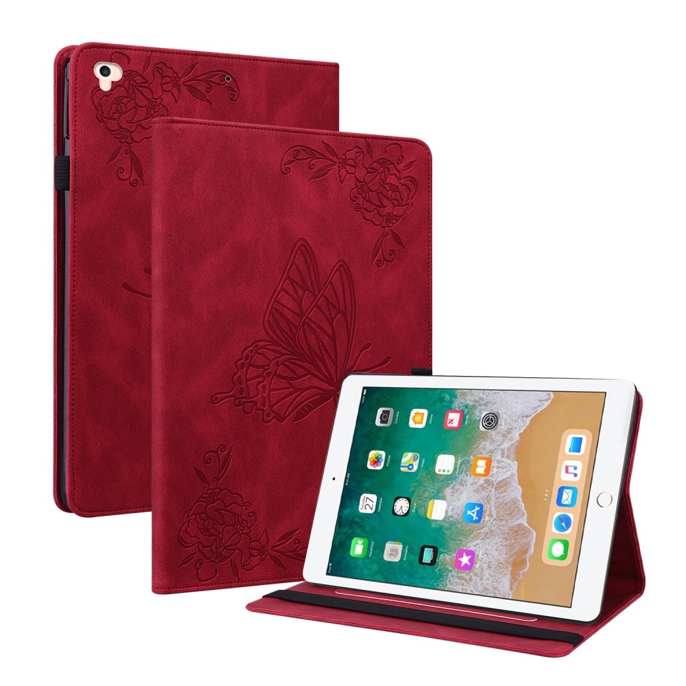 iPad Air 2 9.7 (2014) Leather Cover Butterflies Red