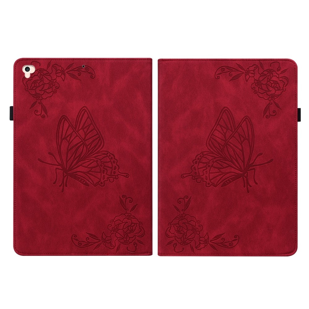 iPad 9.7 5th Gen (2017) Leather Cover Butterflies red