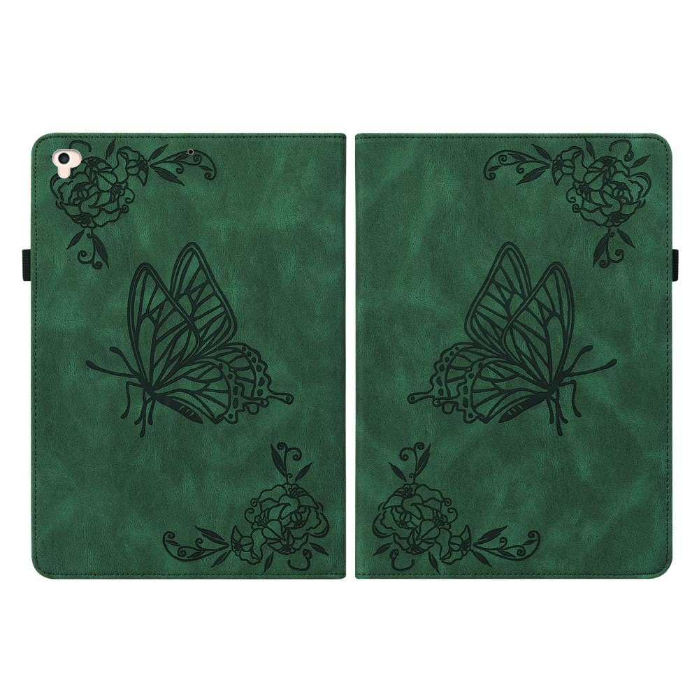 iPad 9.7 6th Gen (2018) Leather Cover Butterflies Green