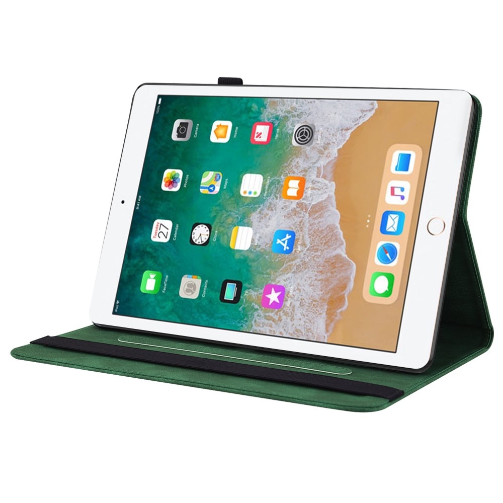 iPad 9.7 6th Gen (2018) Leather Cover Butterflies Green