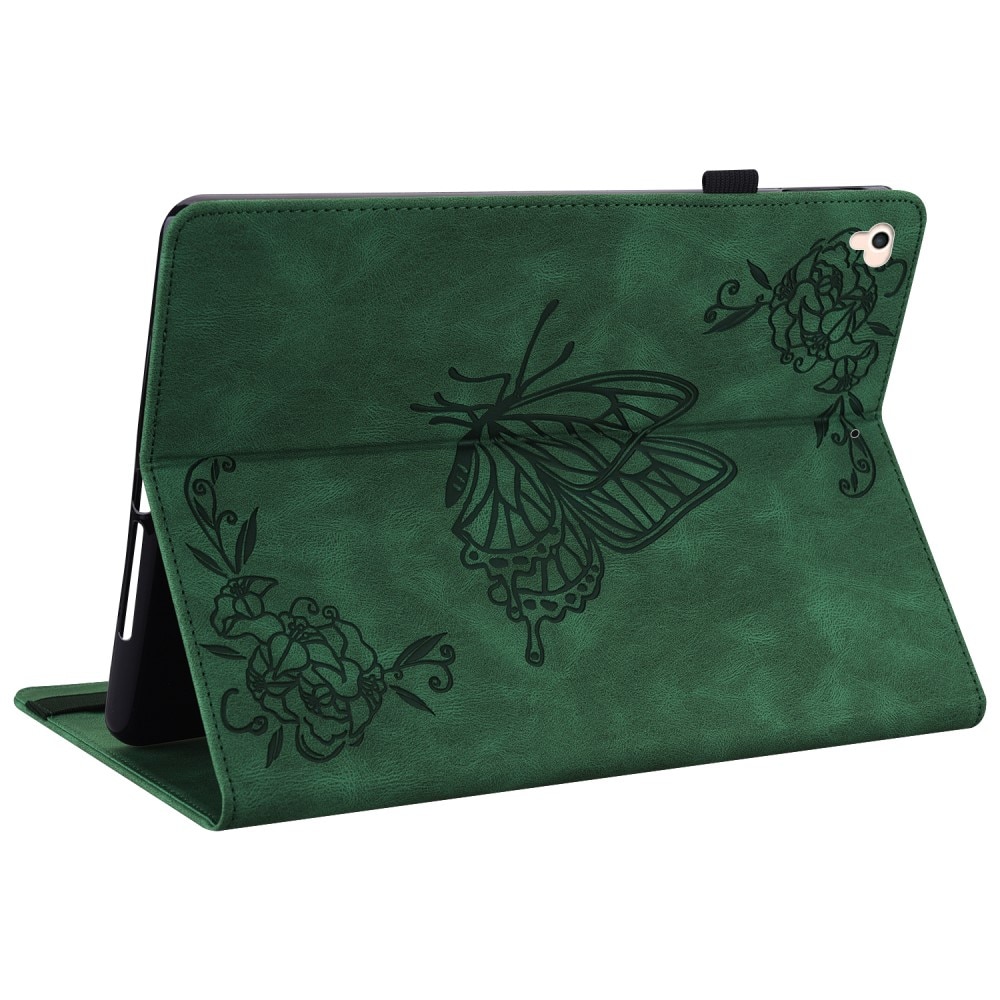 iPad 9.7 5th Gen (2017) Leather Cover Butterflies Green