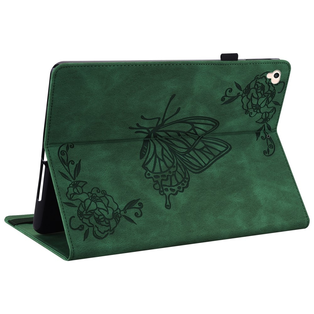 iPad 9.7 6th Gen (2018) Leather Cover Butterflies Green