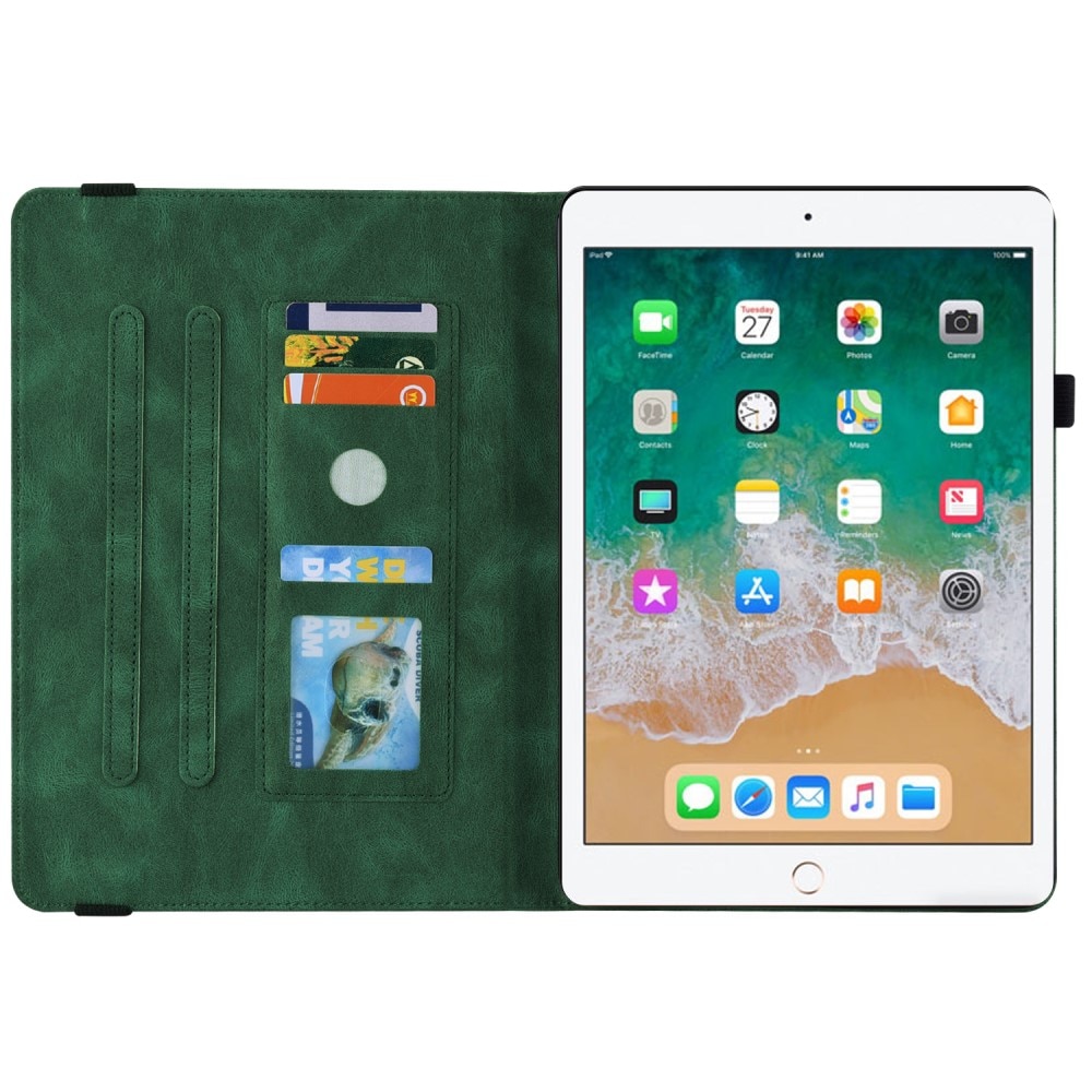 iPad 9.7 5th Gen (2017) Leather Cover Butterflies Green