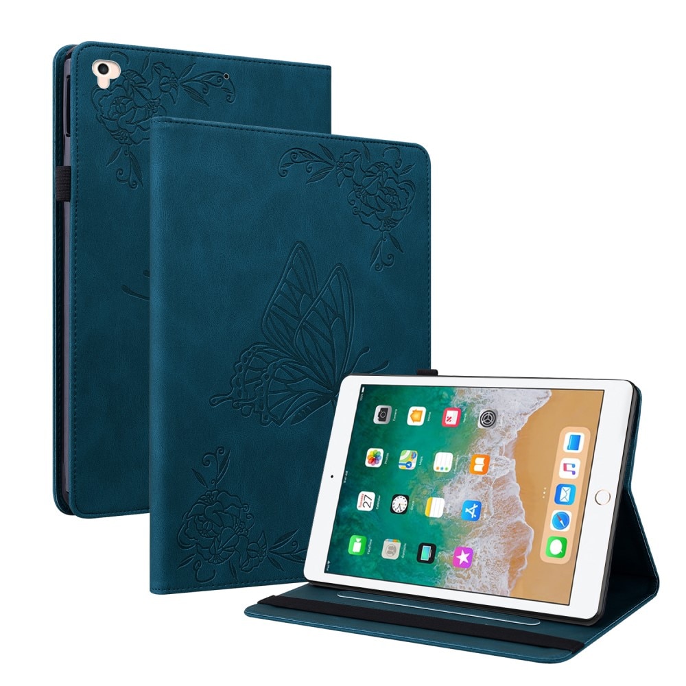 iPad 9.7 6th Gen (2018) Leather Cover Butterflies Blue