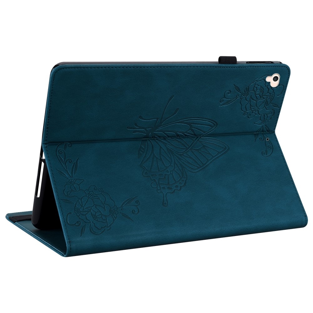 iPad 9.7 5th Gen (2017) Leather Cover Butterflies Blue