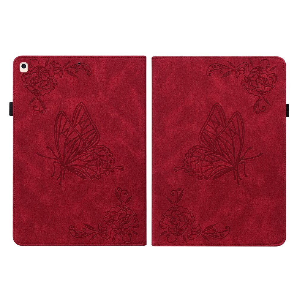 iPad 10.2 7th Gen (2019) Leather Cover Butterflies Red