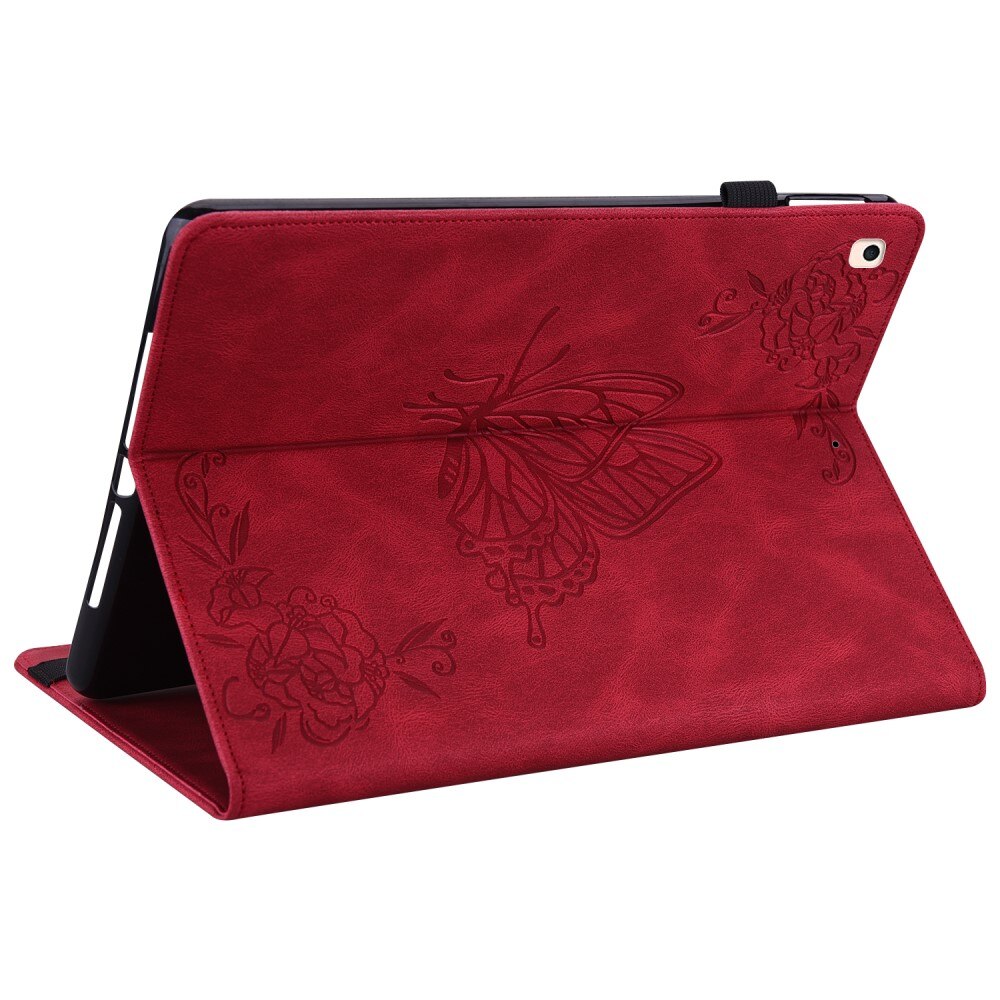 iPad 10.2 8th Gen (2020) Leather Cover Butterflies Red