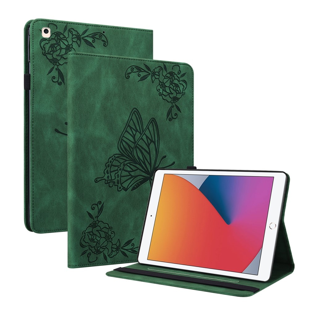 iPad 10.2 Leather Cover Butterflies Green