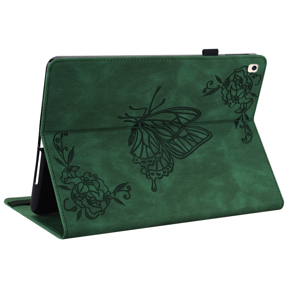 iPad 10.2 9th Gen (2021) Leather Cover Butterflies Green