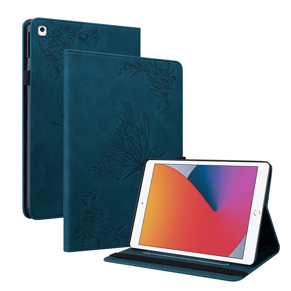 iPad 10.2 7th Gen (2019) Leather Cover Butterflies Blue